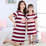 Summer Nightgown Pajamas kid Short sleeved nightdress cute 100% cotton