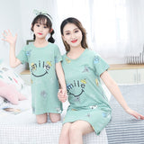Summer Nightgown Pajamas kid Short sleeved nightdress cute 100% cotton