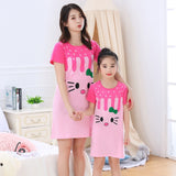 Summer Nightgown Pajamas kid Short sleeved nightdress cute 100% cotton