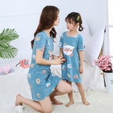 Summer Nightgown Pajamas kid Short sleeved nightdress cute 100% cotton