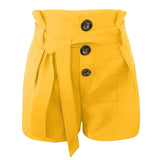 Summer Stylish High Waist Shorts Button with Belt Casual Hot Shorts