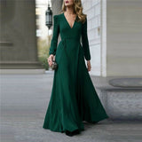 Lace Mesh Elegant Women Long Sleeve V Neck Dress