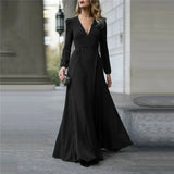 Lace Mesh Elegant Women Long Sleeve V Neck Dress