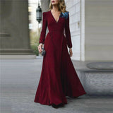 Lace Mesh Elegant Women Long Sleeve V Neck Dress