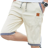 New Summer Men cotton beach elastic waist casual shorts