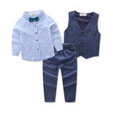 Kid Boy Clothes Set Cool 2PCS Blue Shirt+ Jean Pant Suit Outfit