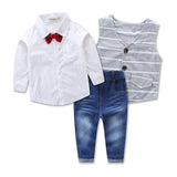 Kid Boy Clothes Set Cool 2PCS Blue Shirt+ Jean Pant Suit Outfit