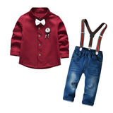 Kid Boy Clothes Set Cool 2PCS Blue Shirt+ Jean Pant Suit Outfit