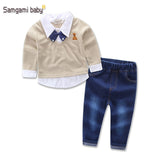 Kid Boy Clothes Set Cool 2PCS Blue Shirt+ Jean Pant Suit Outfit