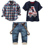 Kid Boy Clothes Set Cool 2PCS Blue Shirt+ Jean Pant Suit Outfit