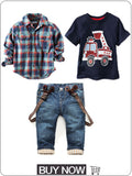 Kid Boy Clothes Set Cool 2PCS Blue Shirt+ Jean Pant Suit Outfit
