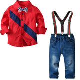 Kid Boy Clothes Set Cool 2PCS Blue Shirt+ Jean Pant Suit Outfit