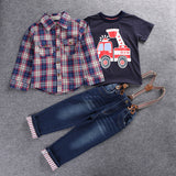 Kid Boy Clothes Set Cool 2PCS Blue Shirt+ Jean Pant Suit Outfit
