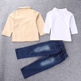 Kid Boy Clothes Set Cool 2PCS Blue Shirt+ Jean Pant Suit Outfit
