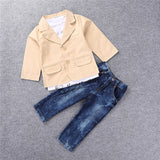 Kid Boy Clothes Set Cool 2PCS Blue Shirt+ Jean Pant Suit Outfit