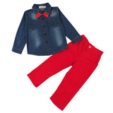 Kid Boy Clothes Set Cool 2PCS Blue Shirt+ Jean Pant Suit Outfit