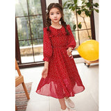 Summer Girl Chiffon Pleated Dress Kids Ruffles Polka Dot Dresses
