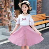 Summer Girl Chiffon Pleated Dress Kids Ruffles Polka Dot Dresses