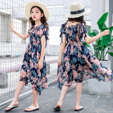 Summer Girl Chiffon Pleated Dress Kids Ruffles Polka Dot Dresses