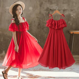 Summer Girl Chiffon Pleated Dress Kids Ruffles Polka Dot Dresses
