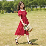 Summer Girl Chiffon Pleated Dress Kids Ruffles Polka Dot Dresses