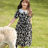 Summer Girl Chiffon Pleated Dress Kids Ruffles Polka Dot Dresses