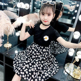 Summer Girl Chiffon Pleated Dress Kids Ruffles Polka Dot Dresses