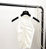 Sexy Lace Up Drawstring Ruched Crop Top Stretch Sleeveless V Neck Slim knitted