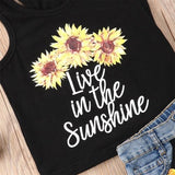Sunflower Toddler Baby Girl set Clothes sleeveless letter Vest Tank
