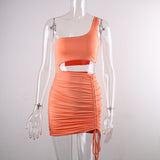 Nadafair Bodycon Club Hollow Out Ruched Backless Bandage Sexy Dresses
