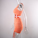 Nadafair Bodycon Club Hollow Out Ruched Backless Bandage Sexy Dresses