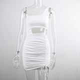 Nadafair Bodycon Club Hollow Out Ruched Backless Bandage Sexy Dresses