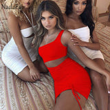 Nadafair Bodycon Club Hollow Out Ruched Backless Bandage Sexy Dresses