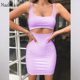 Nadafair Bodycon Club Hollow Out Ruched Backless Bandage Sexy Dresses