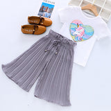 Summer Girls Clothes Unicorn Sequins Chiffon Pants Outfit Tracksuit