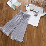 Summer Girls Clothes Unicorn Sequins Chiffon Pants Outfit Tracksuit