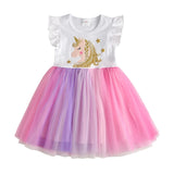VIKITA princess dress kids unicorn dresses sequin tutu dress