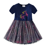 VIKITA princess dress kids unicorn dresses sequin tutu dress