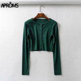 Aproms Candy Color Ribbed Knitted Cardigan Long Sleeve