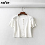 Aproms Candy Color Ribbed Knitted Cardigan Long Sleeve