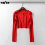 Aproms Candy Color Ribbed Knitted Cardigan Long Sleeve