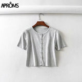 Aproms Candy Color Ribbed Knitted Cardigan Long Sleeve