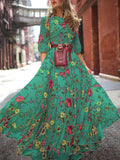 Women's Flowers Dress Floral Maxi Boho Summer Beach Party Round Neck Dress
