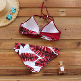 Riseado Sexy Push Up Bikinis Set Swimwear Swimsuits Halter Leaf Print