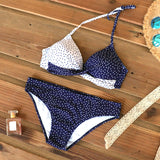 Riseado Sexy Push Up Bikinis Set Swimwear Swimsuits Halter Leaf Print