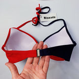 Riseado Sexy Push Up Bikinis Set Swimwear Swimsuits Halter Leaf Print