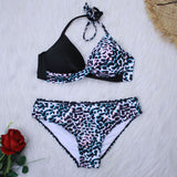 Riseado Sexy Push Up Bikinis Set Swimwear Swimsuits Halter Leaf Print
