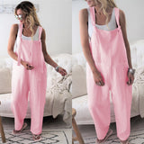 Casual Loose Solid Pockets Jumpsuit Cropped Pant Rompers