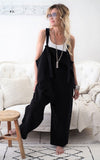 Casual Loose Solid Pockets Jumpsuit Cropped Pant Rompers