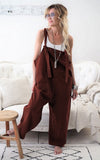 Casual Loose Solid Pockets Jumpsuit Cropped Pant Rompers